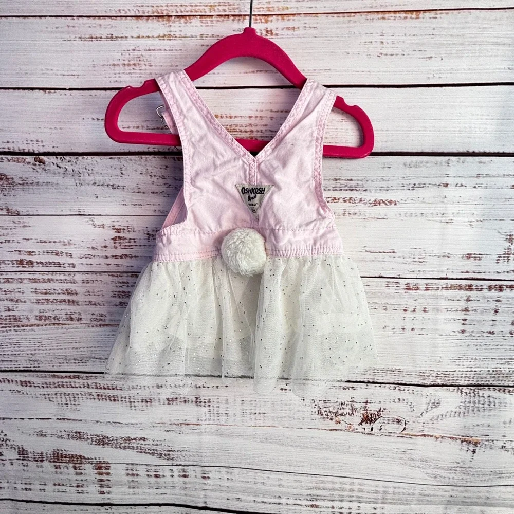Bunny Jumper Tutu Dress OshKosh B'gosh 3M Pink White Cotton Tulle Tail